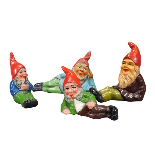 Vintage Terracotta Garden Gnomes, Germany, 1950s, Set of 4