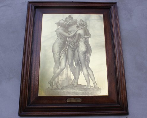 Vintage The Three Graces Drypoint Etching on Metal Plate, Framed-UWJ-1739157