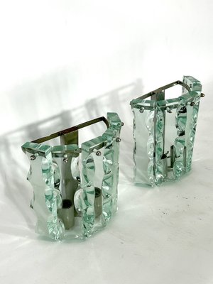 Vintage Thick Cut Glass Sconces from Zeroquattro, Italy, 1970s, Set of 2-OT-1209536