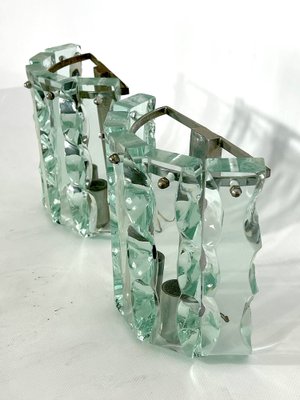 Vintage Thick Cut Glass Sconces from Zeroquattro, Italy, 1970s, Set of 2-OT-1209536