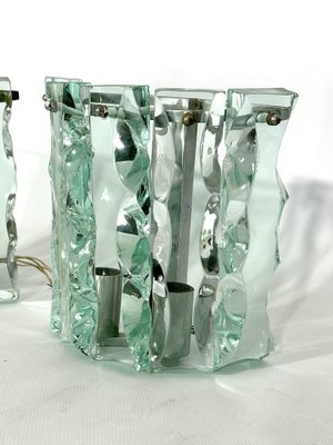 Vintage Thick Cut Glass Sconces from Zeroquattro, Italy, 1970s, Set of 2-OT-1209536