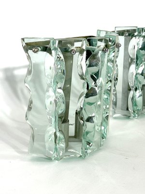 Vintage Thick Cut Glass Sconces from Zeroquattro, Italy, 1970s, Set of 2-OT-1209536