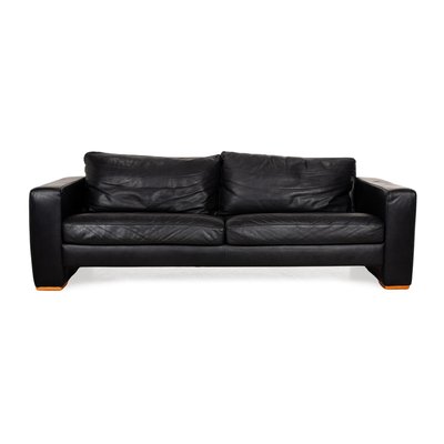 Vintage Three-Seater Sofa in Black Leather from Lederland-RQW-2016715