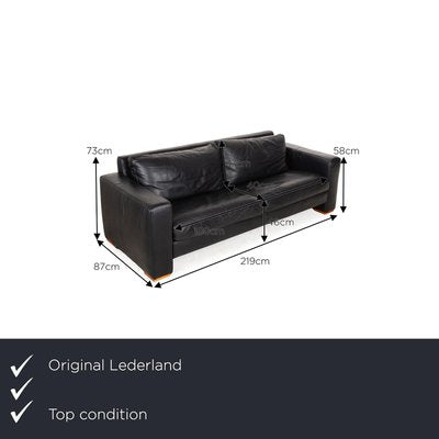 Vintage Three-Seater Sofa in Black Leather from Lederland-RQW-2016715