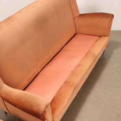 Vintage Three-Seater Sofa in Red Velvet, 1950s-VMM-2033341