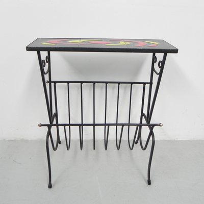 Vintage Tile Table with Newspaper Rack, 1960s-TL-1447206