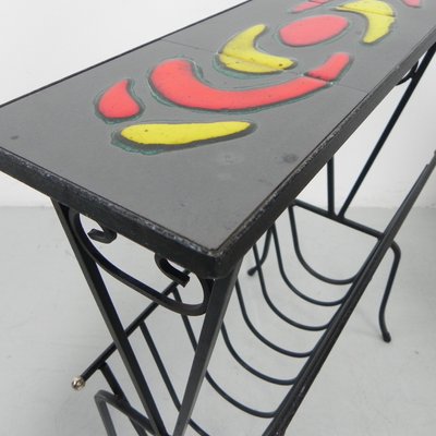 Vintage Tile Table with Newspaper Rack, 1960s-TL-1447206