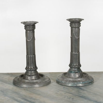 Vintage Tin Candlesticks, 1770s, Set of 2-SA-1719557