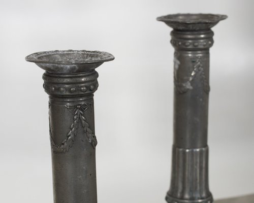 Vintage Tin Candlesticks, 1770s, Set of 2-SA-1719557