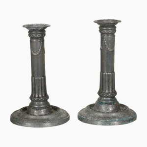 Vintage Tin Candlesticks, 1770s, Set of 2-SA-1719557