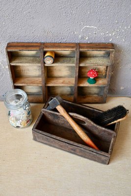 Vintage Tool Boxes in Wood and Metal, 1940s, Set of 2-AIU-2027203