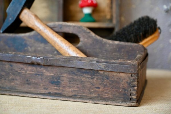 Vintage Tool Boxes in Wood and Metal, 1940s, Set of 2-AIU-2027203