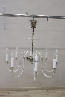 Vintage Transparent Murano Glass Chandelier, 1980s-DCO-1361322