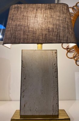 Vintage Travertine & Brass Table Lamp, 1970s-TIE-1790264