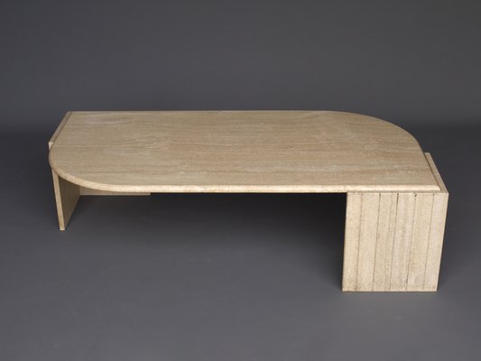 Vintage Travertine Coffee Table attributed to Roche Bobois, France, 1970s-MB-1447369