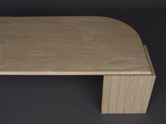 Vintage Travertine Coffee Table attributed to Roche Bobois, France, 1970s-MB-1447369