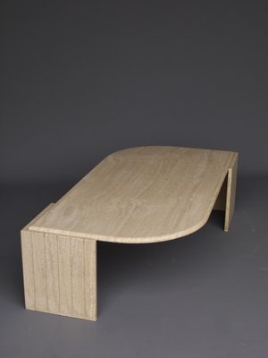 Vintage Travertine Coffee Table attributed to Roche Bobois, France, 1970s-MB-1447369