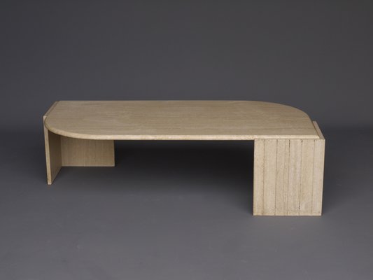 Vintage Travertine Coffee Table attributed to Roche Bobois, France, 1970s-MB-1447369