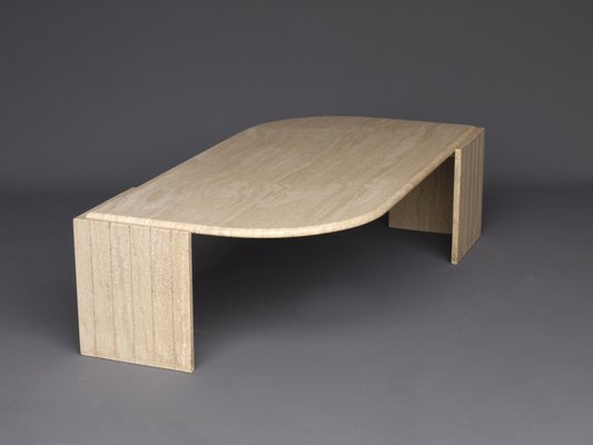 Vintage Travertine Coffee Table attributed to Roche Bobois, France, 1970s-MB-1447369