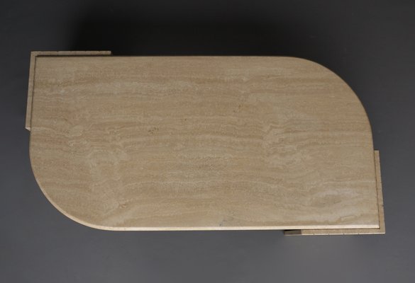 Vintage Travertine Coffee Table attributed to Roche Bobois, France, 1970s-MB-1447369