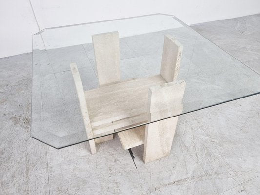 Vintage Travertine Side Tables by Willy Ballez from Design M, 1970s, Set of 2-IRH-1324433