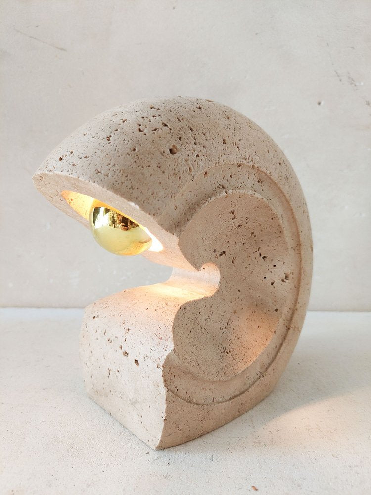 Vintage Travertine Table Lamp attributed to Giuliano Cesari, 1970s