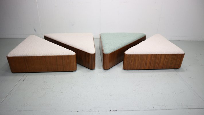 Vintage Triangular Plywood with Boucle-Fabric Sit Element / Ottoman, 1970s-DT-2026133