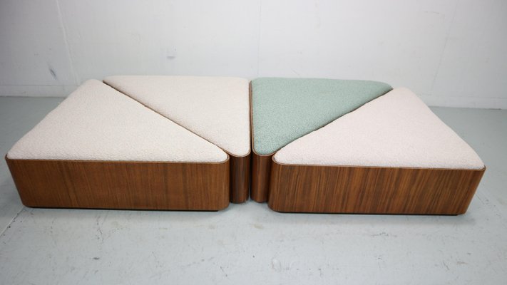 Vintage Triangular Plywood with Boucle-Fabric Sit Element / Ottoman, 1970s-DT-2026133