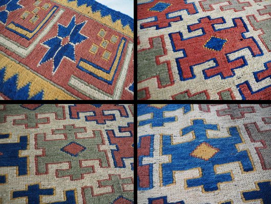 Vintage Tribal Nomadic Caucasian Soumak Sumakh Kilim Rug, 1950s-UZN-1393448