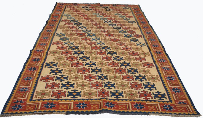 Vintage Tribal Nomadic Caucasian Soumak Sumakh Kilim Rug, 1950s-UZN-1393448