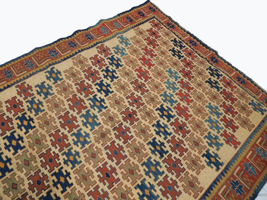 Vintage Tribal Nomadic Caucasian Soumak Sumakh Kilim Rug, 1950s-UZN-1393448