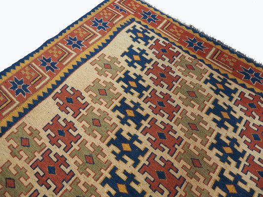 Vintage Tribal Nomadic Caucasian Soumak Sumakh Kilim Rug, 1950s-UZN-1393448