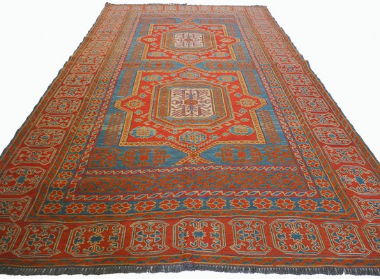 Vintage Tribal Nomadic Caucasian Sumakh Kilim Rug, 1950s-UZN-1393449