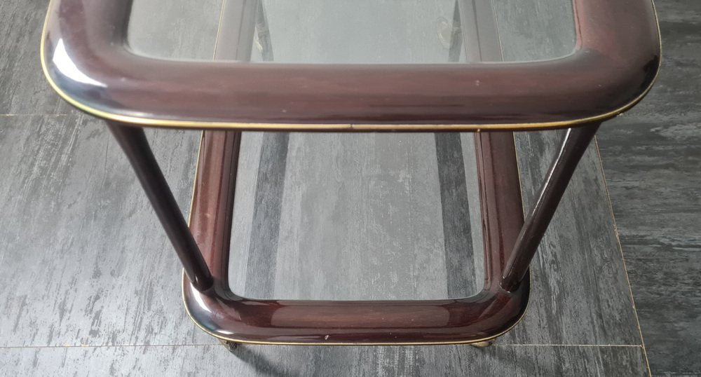 Vintage Trolley in Mahogany and Glass by Cesare Lacca, 1950