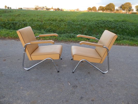 Vintage Tubular Steel Armchairs, 1950s, Set of 2-AWL-1450194