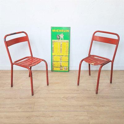 Vintage Tubular Steel Chairs from Tolix, 1950s, Set of 2-WK-2023596