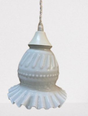 Vintage Tulip Ceiling Lamp in White Curly Opaline, 1950s-SNX-1770325