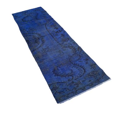 Vintage Turkish Blue Runner Rug-AIV-1332965