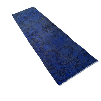 Vintage Turkish Blue Runner Rug-AIV-1332965