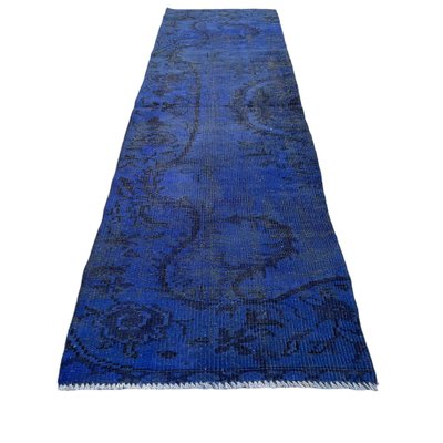 Vintage Turkish Blue Runner Rug-AIV-1332965