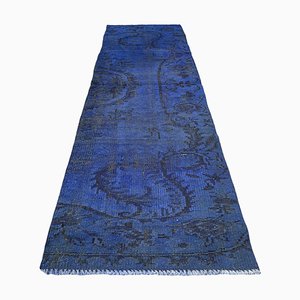 Vintage Turkish Blue Runner Rug-AIV-1332965