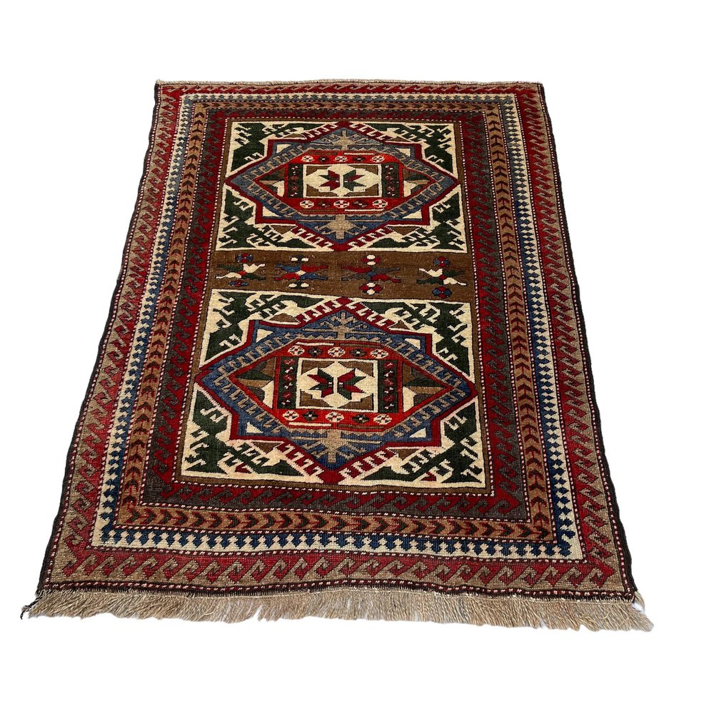 Vintage Turkish Hand-Knotted Kars Kazak Rug