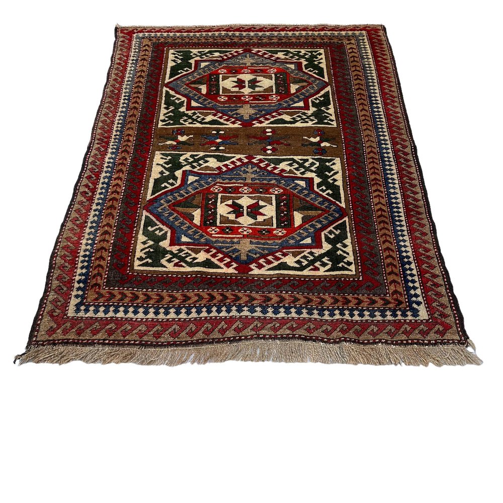 Vintage Turkish Hand-Knotted Kars Kazak Rug