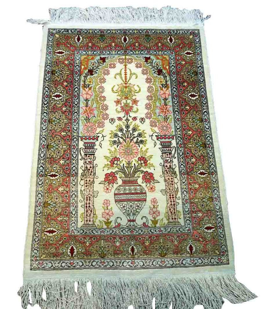 Vintage Turkish Handmade Hereke Silk Rug, 1970s