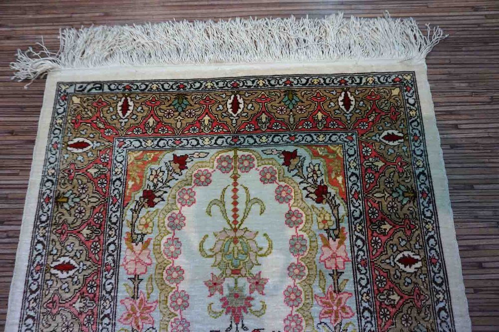 Vintage Turkish Handmade Hereke Silk Rug, 1970s