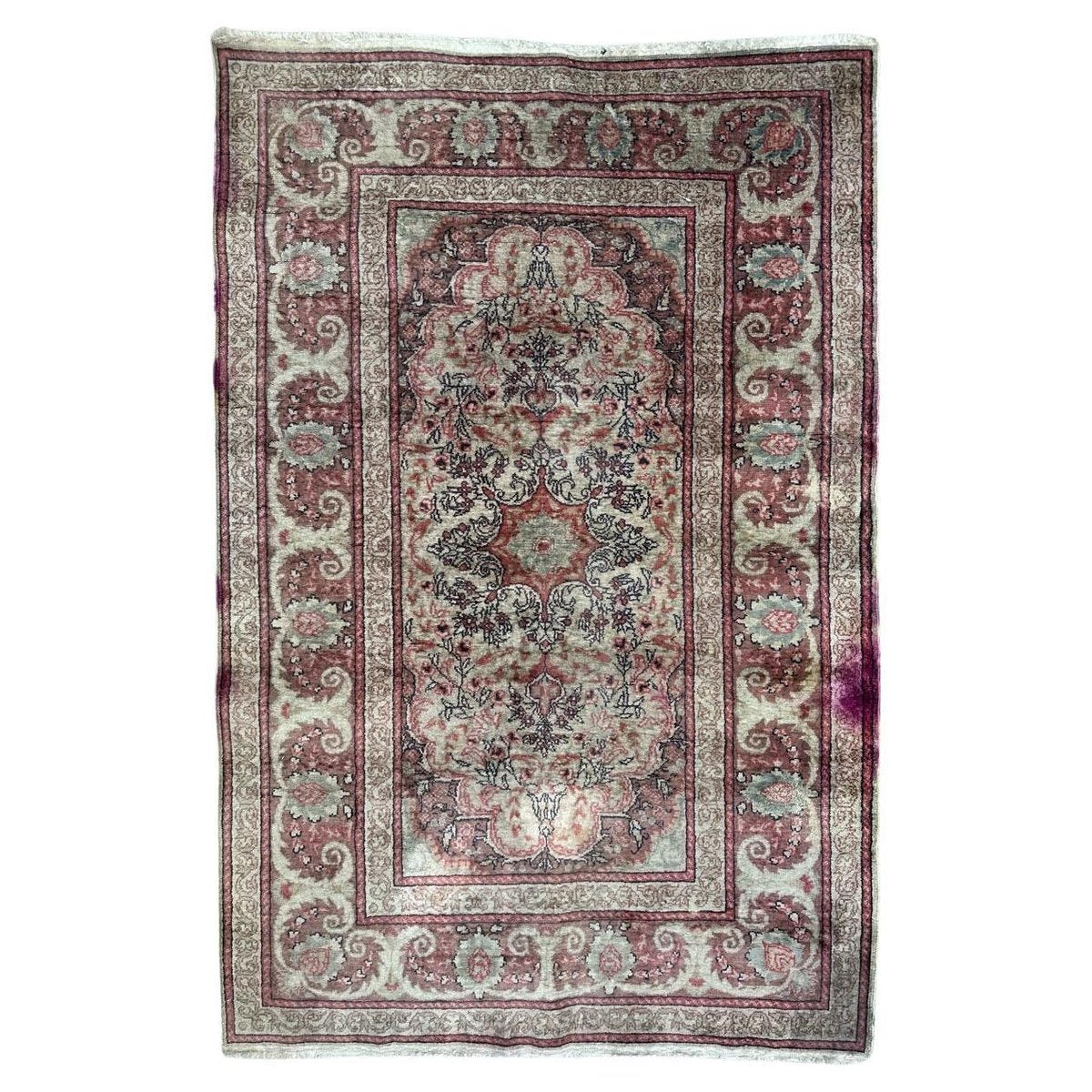 Vintage Turkish Kayseri Rug in Silk, 1960s