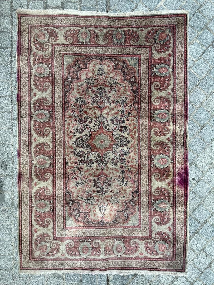 Vintage Turkish Kayseri Rug in Silk, 1960s