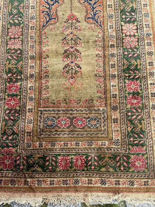 Vintage Turkish Kayseri Silk Rug, 1970s