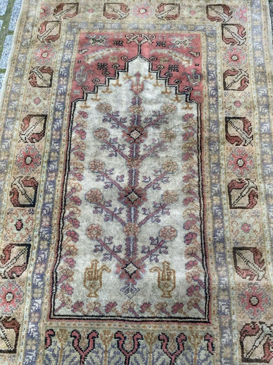 Vintage Turkish Silk & Cotton Kayseri Rug