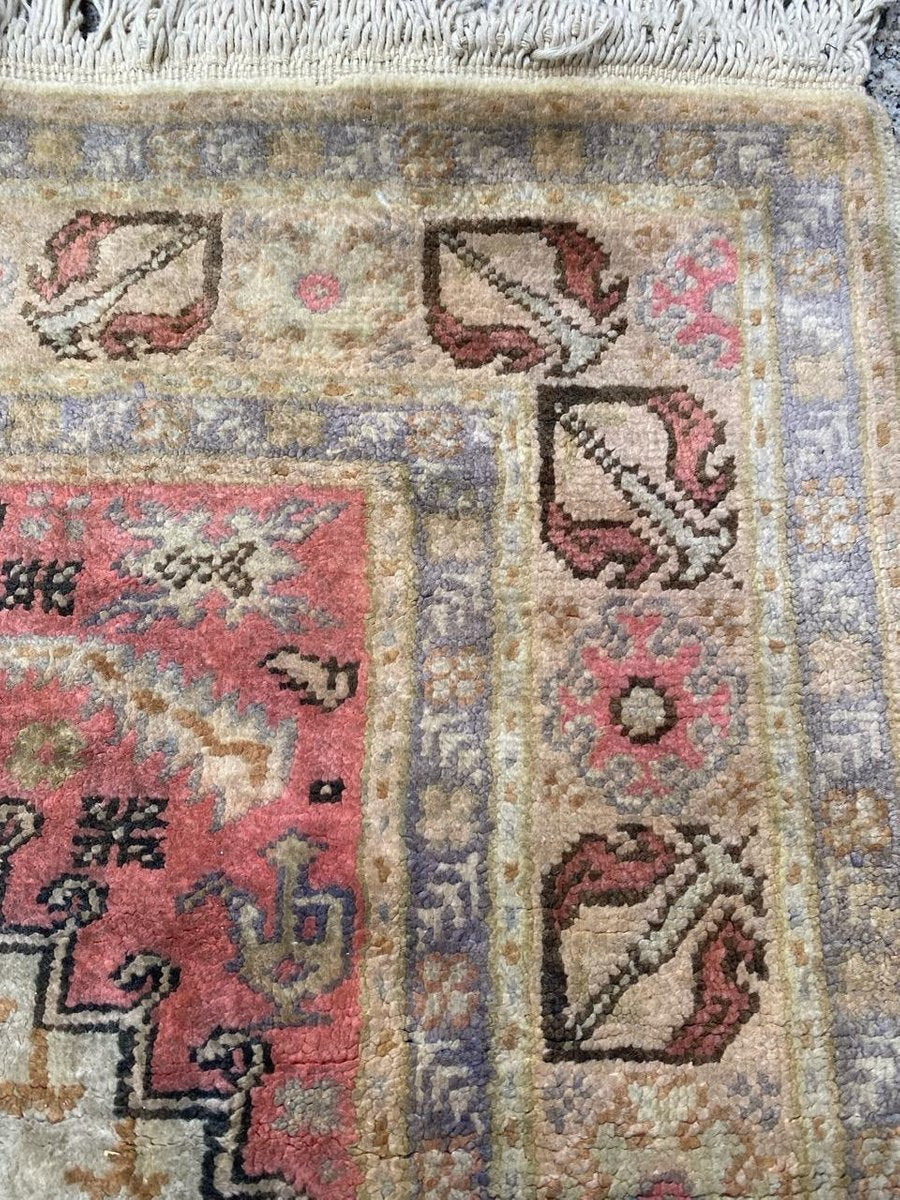 Vintage Turkish Silk & Cotton Kayseri Rug